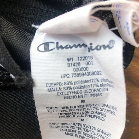 Champion Script Black Mesh Sports Bra Size Medium - Picture 7 of 7